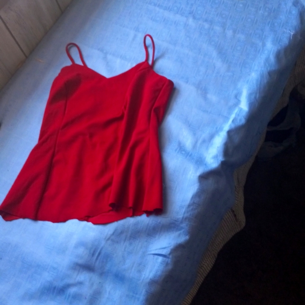 A red corset top
